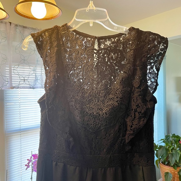 Xhilaration Wide Leg Jumpsuit w Lace Top Black-Medium - Picture 5 of 16